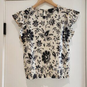 Ann Taylor Petite Floral Capped Blouse